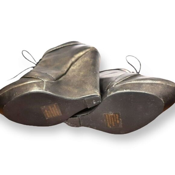 Colin Stuart Antique Gold Wedge Ankle Booties sz 6 - Picture 7 of 8